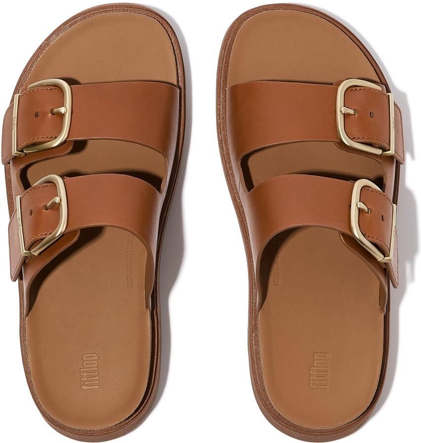 FitFlop Gen-FF Buckle Two-Bar Leather Slides BRUIN