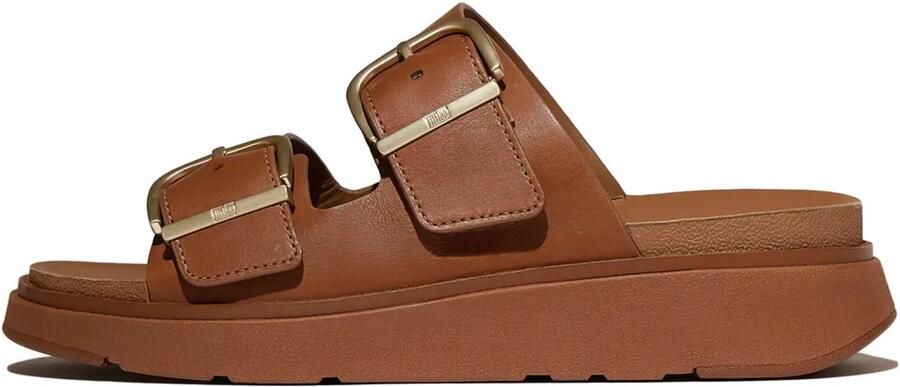 FitFlop Gen-FF Buckle Two-Bar Leather Slides BRUIN