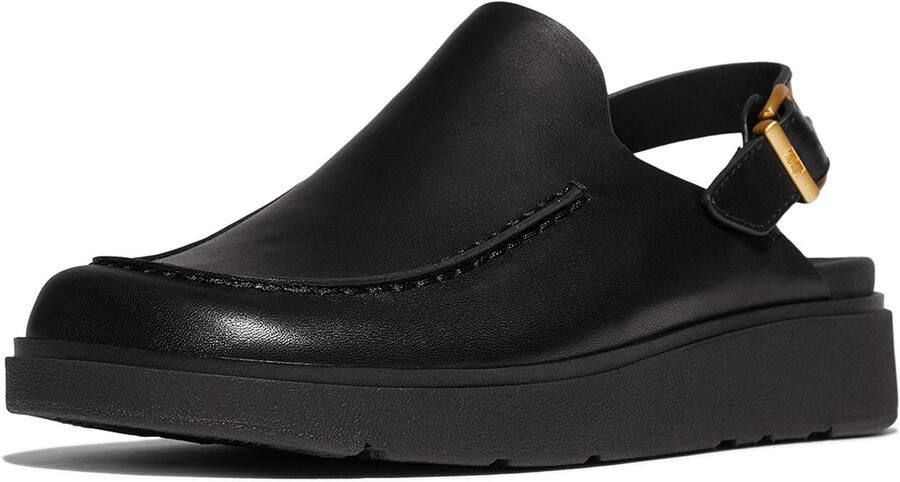 FitFlop Gen-FF Leather Back-Strap Moc Mules ZWART