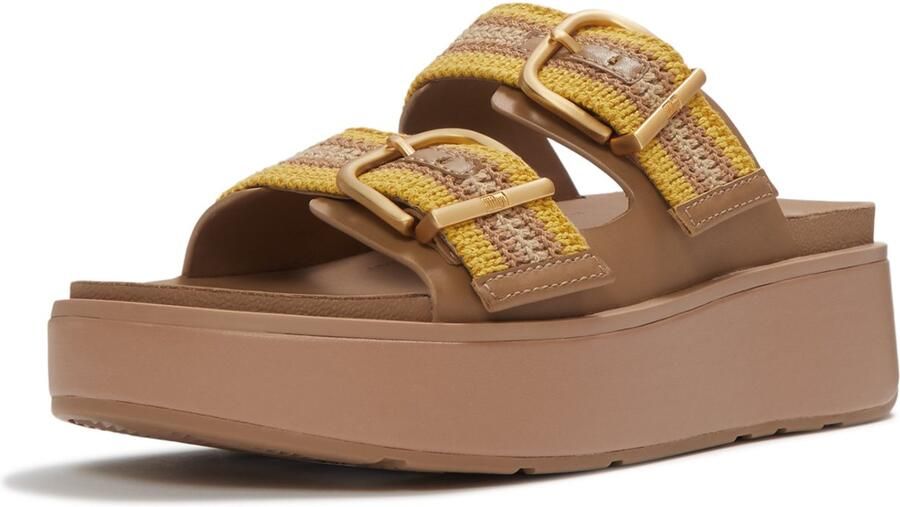 FitFlop Gen-FF Max Buckle Stripe-Webbing Two-Bar Slides BRUIN