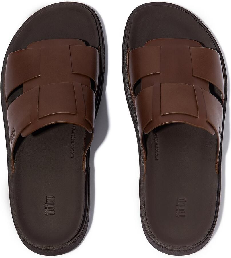 FitFlop Gen-FF Mens Leather Fishmerman Slides BRUIN