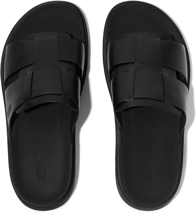 FitFlop Gen-FF Mens Leather Fishmerman Slides ZWART