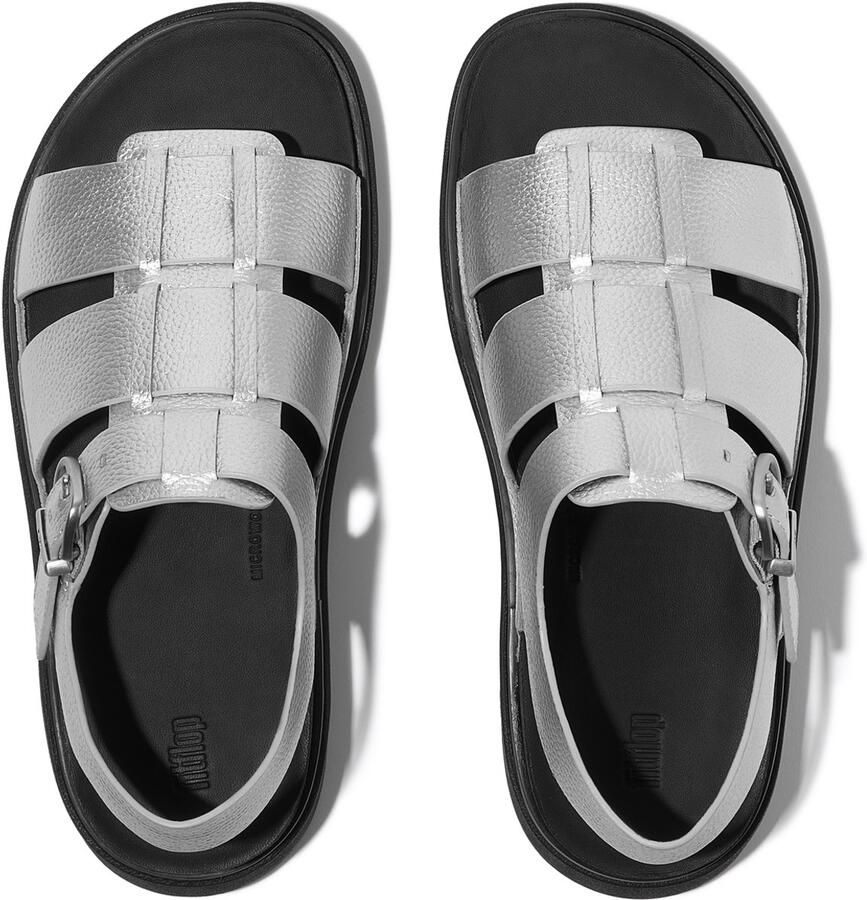 FitFlop Gen-FF Tumbled-Leather Fisherman Sandals ZILVER