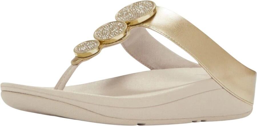 FitFlop Halo Bead-Circle Metallic Toe-Post Sandals Dames Slippers Metallic Beige - Foto 2