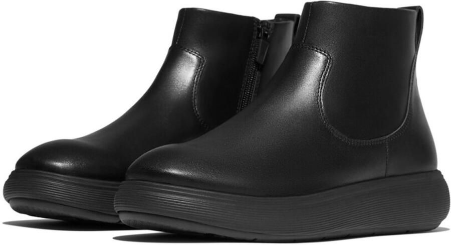 FitFlop IQ-Comff Leather Zip Ankle Boots ZWART - Foto 2