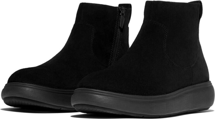 FitFlop IQ-Comff Suede Zip Ankle Boots ZWART