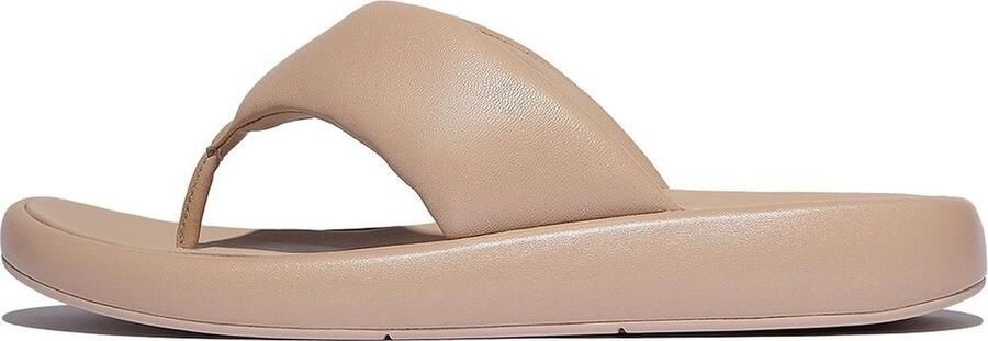FitFlop Iqushion D-Luxe Padded Leather Toe-Post Sandals BEIGE