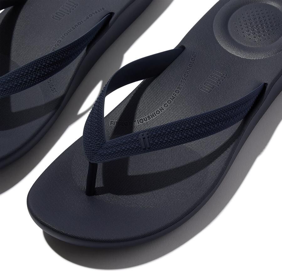 FitFlop Iqushion Mens Textured-Strap Flip-Flops Heren Slippers Midnight Navy
