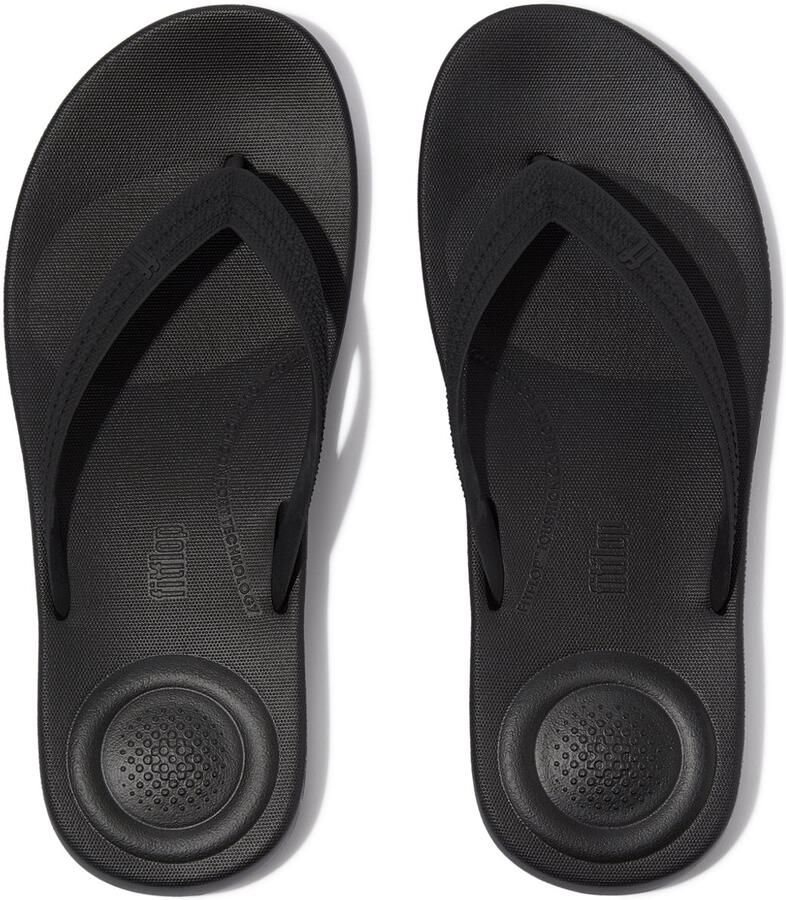 FitFlop Iqushion Mens Textured-Strap Flip-Flops Heren Slippers Zwart
