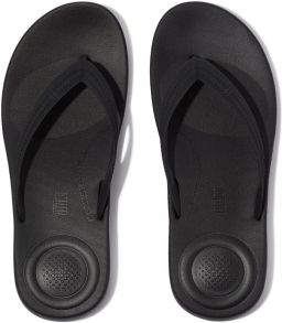 FitFlop Iqushion Mens Textured-Strap Flip-Flops Heren Slippers Zwart