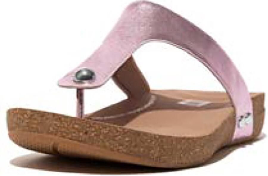 FitFlop Iqushion Metalli Leather Toe-Post Sandals PAARS