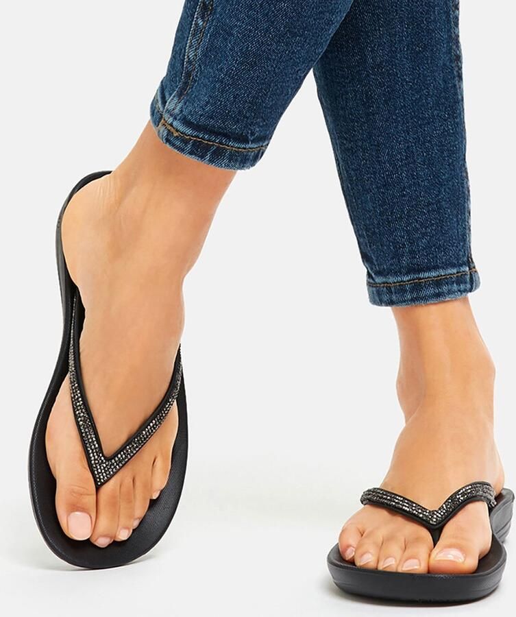 FITFLOP Teenslippers Dames Iqushion Sparkle Rubber Zwart - Foto 6