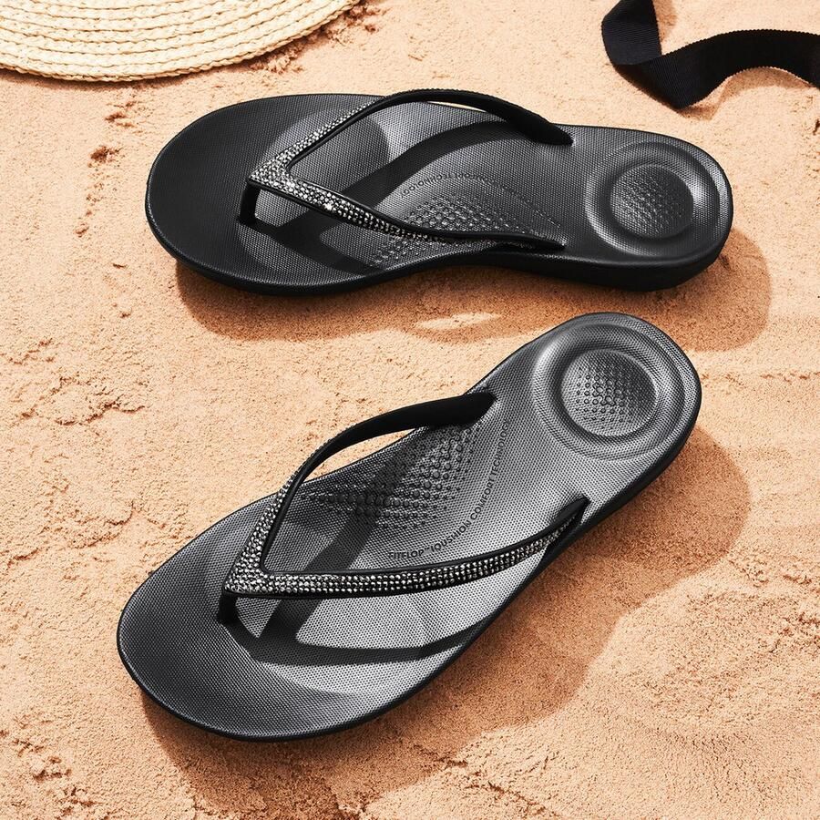 FITFLOP Teenslippers Dames Iqushion Sparkle Rubber Zwart - Foto 3