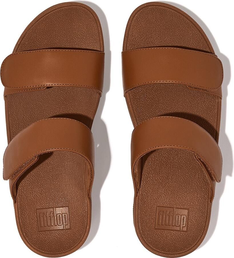 FitFlop Lulu Adjustable Leather Slides Dames Slippers Light Tan