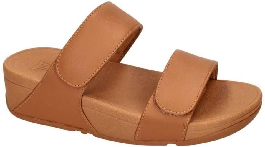 FitFlop Slipper Lulu Adjustable Leather Slides Light Tan Cognac - Foto 3