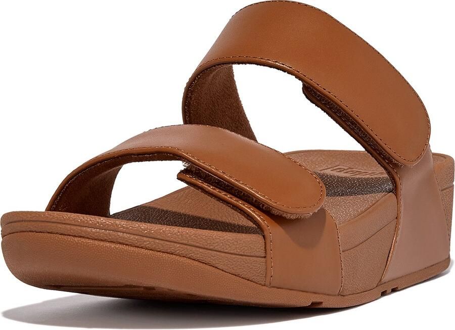 FitFlop Lulu Adjustable Leather Slides Dames Slippers Light Tan - Foto 2