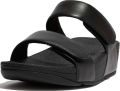 FitFlop Lulu Adjustable Leather Slides Dames Slippers Zwart - Zwart