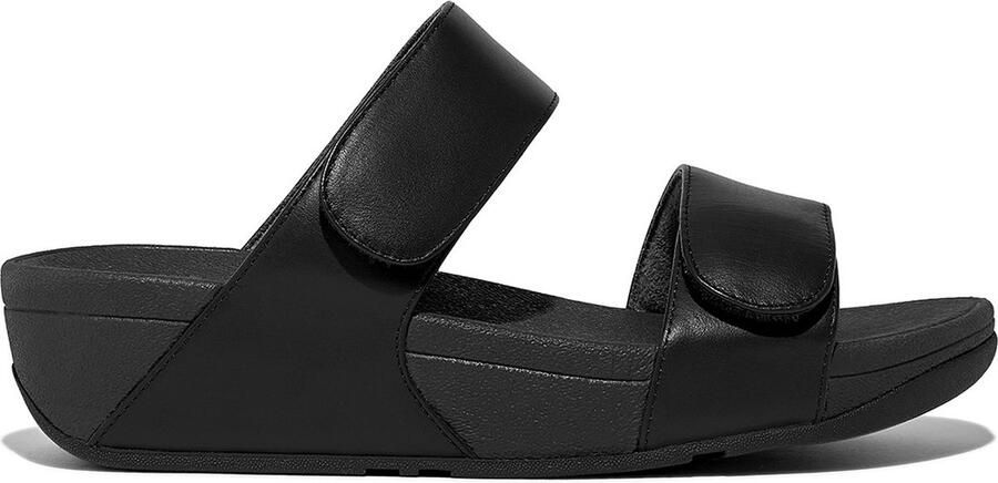 FitFlop Lulu Adjustable Leather Slides Dames Slippers Zwart