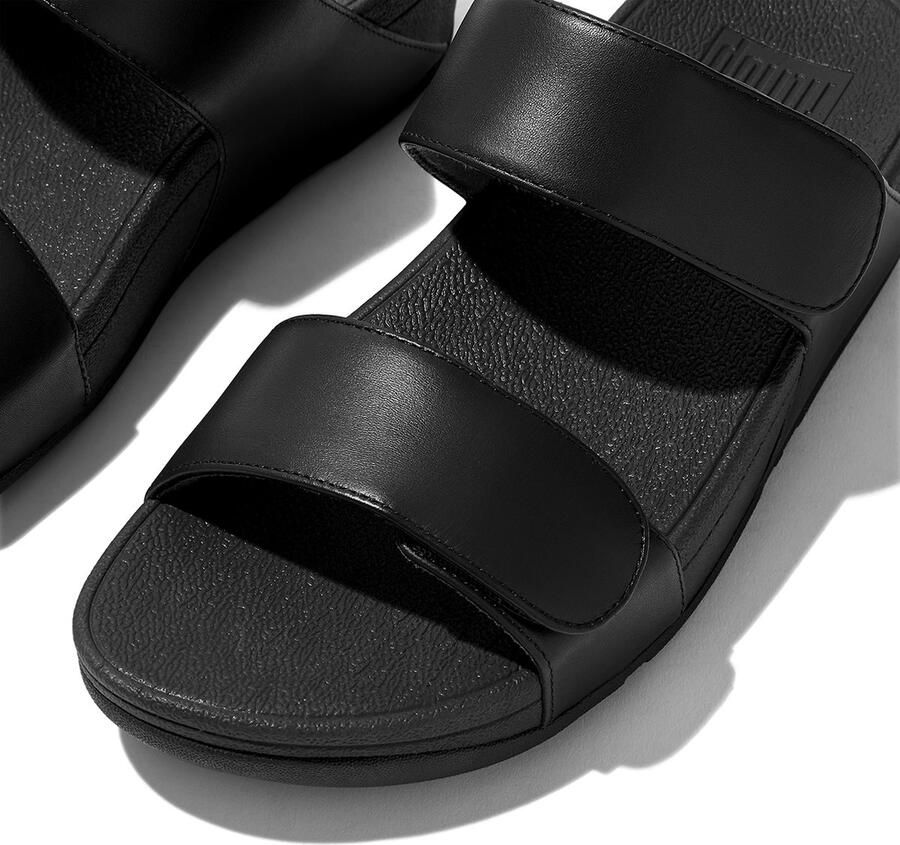 FitFlop Lulu Adjustable Leather Slides Dames Slippers Zwart - Foto 2