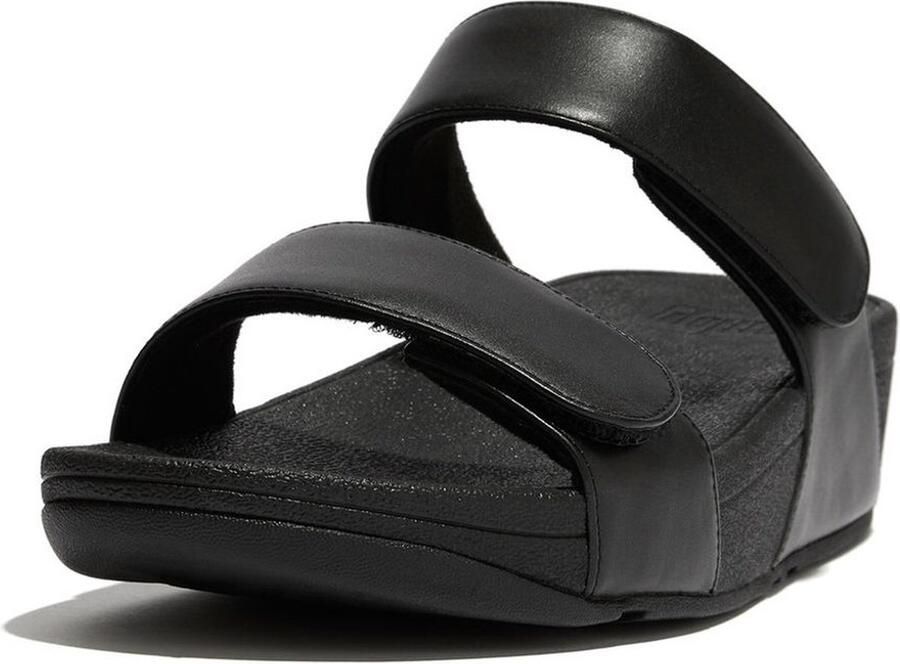FitFlop Lulu Adjustable Leather Slides Dames Slippers Zwart