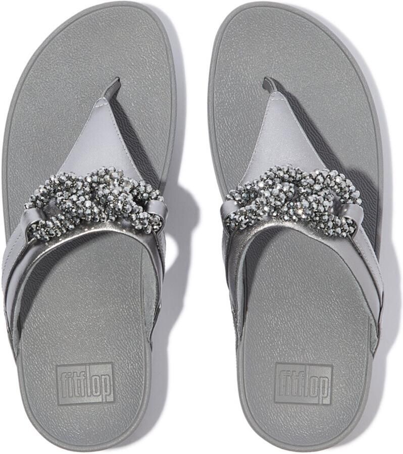 FitFlop Lulu Beaded-Chain Leather Toe-Post Sandals GROEN