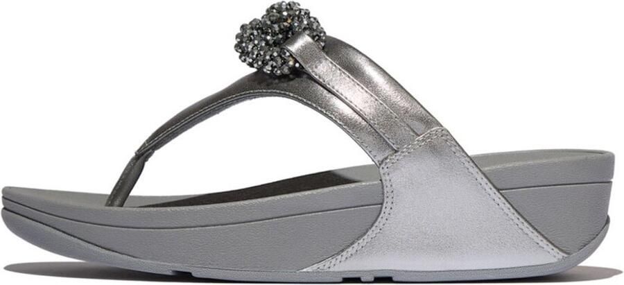 FitFlop Lulu Beaded-Chain Leather Toe-Post Sandals GROEN