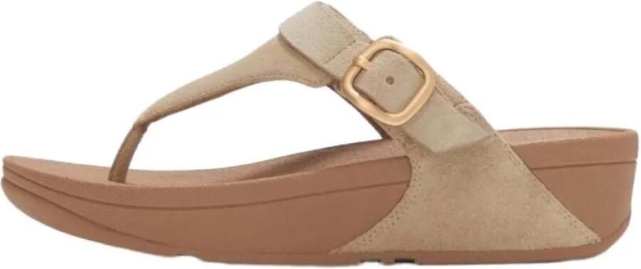 FitFlop Lulu Buckle Suede Toe Post Sandalen Bruin Vrouw
