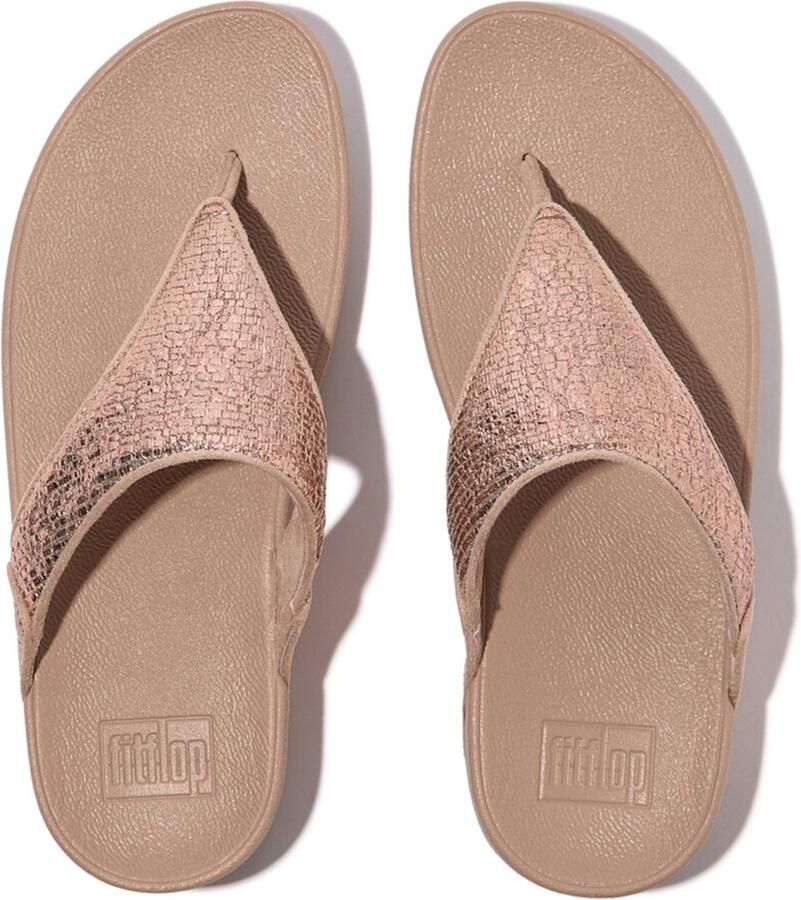 FitFlop Lulu Crinkled-Shimmer Toe-Post Sandals BEIGE