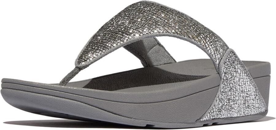 FitFlop Lulu Crinkled-Shimmer Toe-Post Sandals GROEN