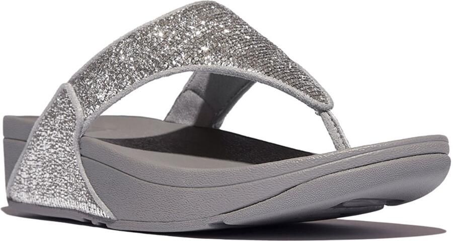 FitFlop Lulu Crinkled-Shimmer Toe-Post Sandals GROEN