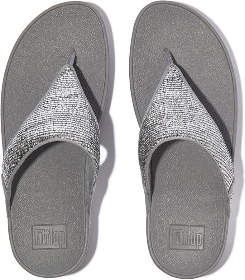 FitFlop Lulu Crinkled-Shimmer Toe-Post Sandals GROEN