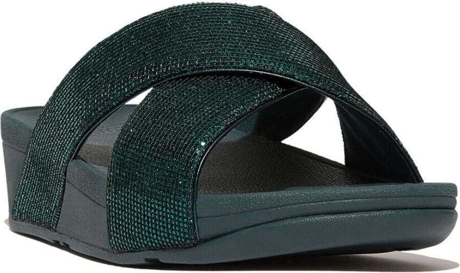 Fitflop Sleehakmuiltjes Lulu Glitterball Slide badslippers slides sandaal kruisbandage bezet met glinsterende steentjes