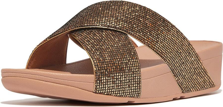 FitFlop Lulu Cross Slide Glitterball oud goud