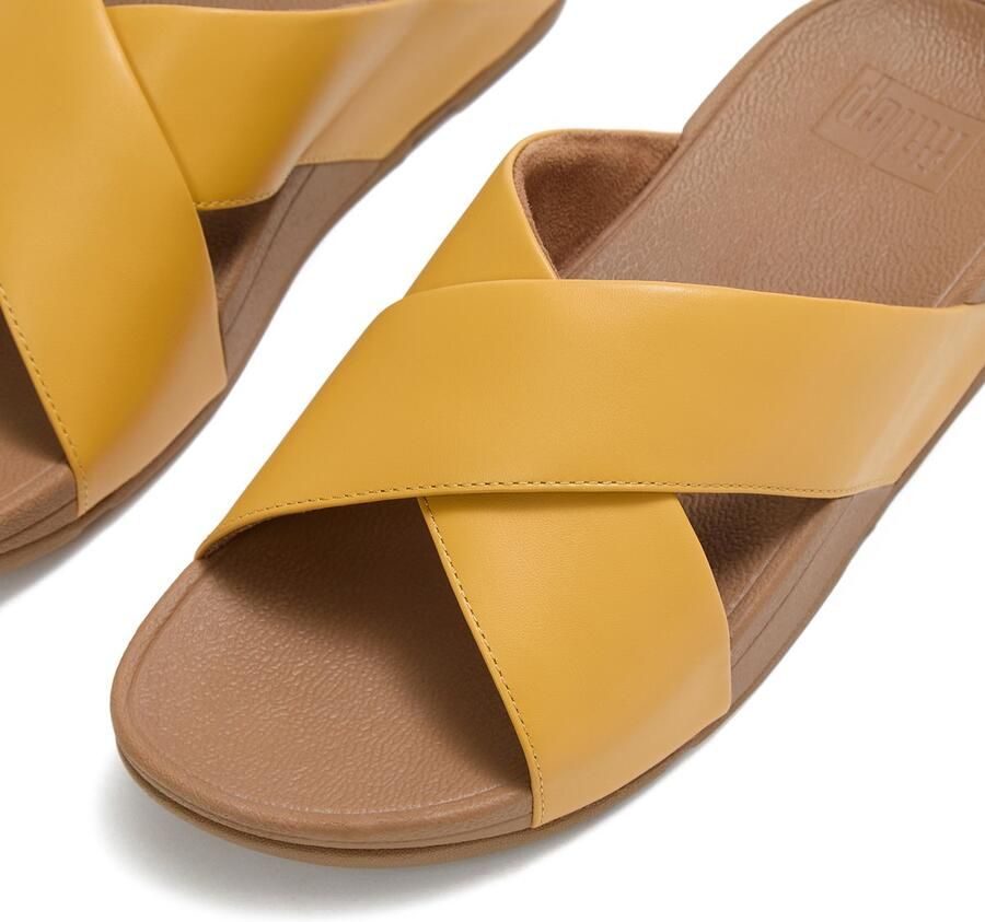 FitFlop Lulu Cross Slide Sandals Leather Dames Sandalen Geel - Foto 2