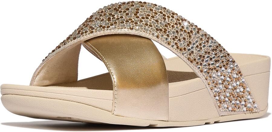 FitFlop Lulu Crystal-Mix Metallic Cross Slides BRUIN - Foto 3