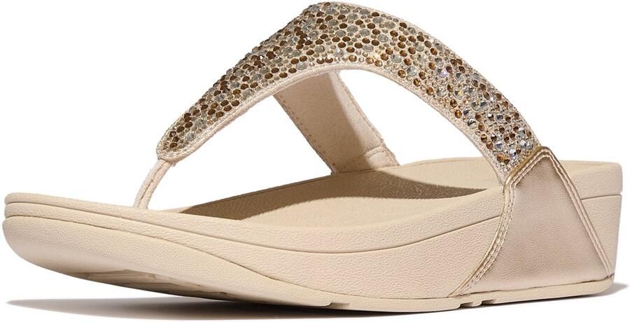 FitFlop Lulu Crystal-Mix Metallic Toe-Post Sandals