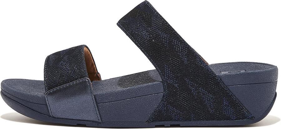 FitFlop Lulu Dames Slide Donkerblauw Geo Glitz Met Glitters en Patroon BLAUW - Foto 5