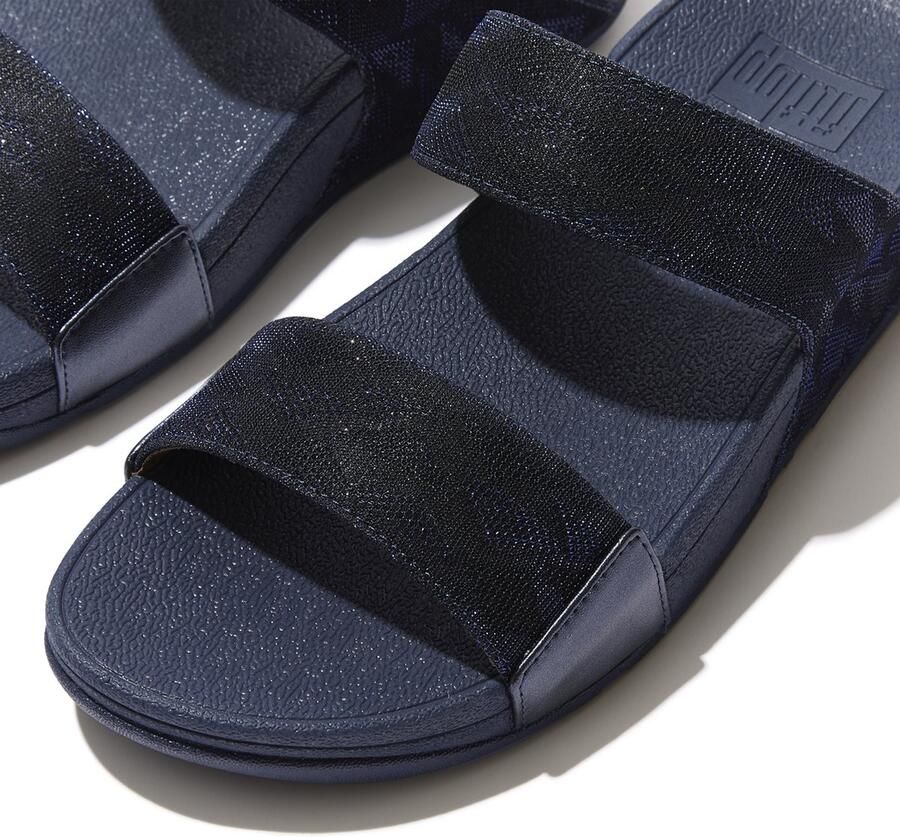 FitFlop Lulu Dames Slide Donkerblauw Geo Glitz Met Glitters en Patroon BLAUW - Foto 2