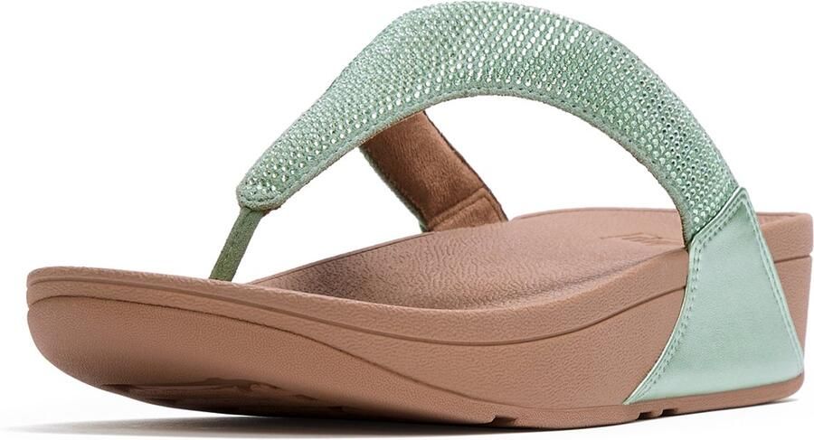 FitFlop Lulu Dames Teenslipper Mintgroen Met Glitters en Sierstenen GROEN