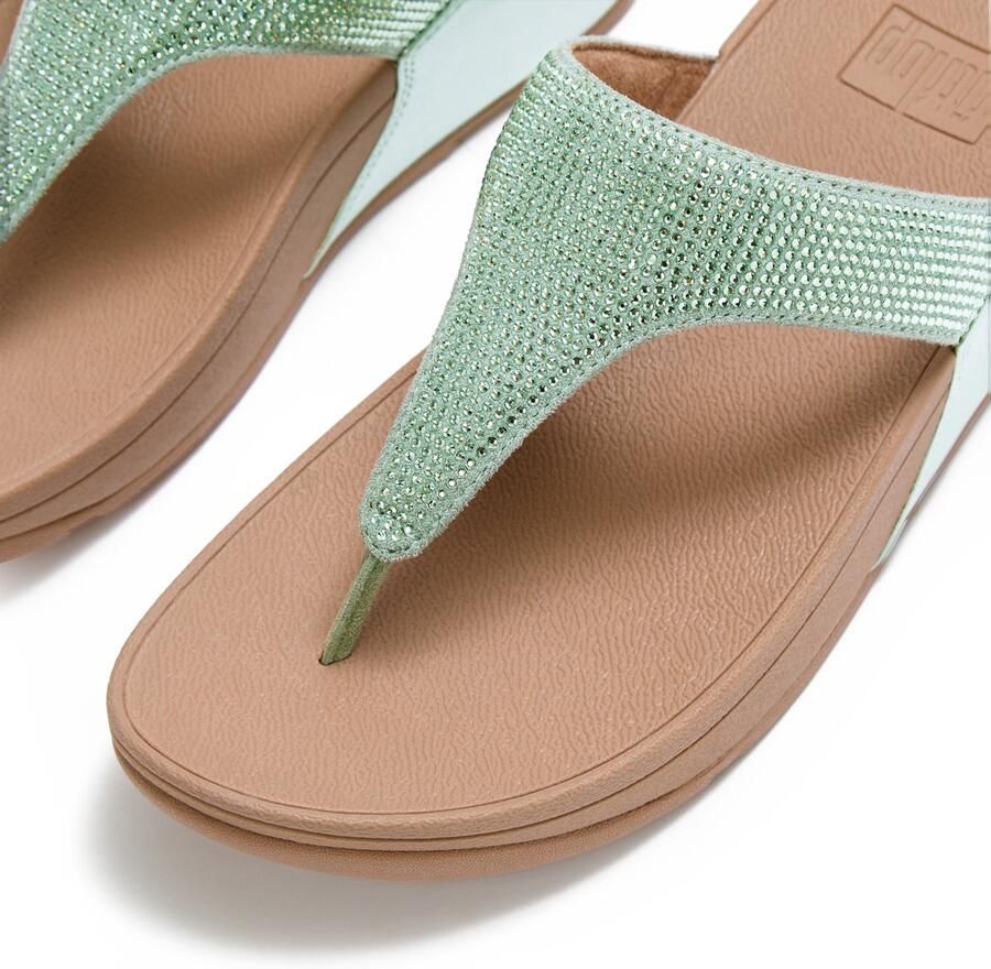 FitFlop Lulu Dames Teenslipper Mintgroen Met Glitters en Sierstenen GROEN