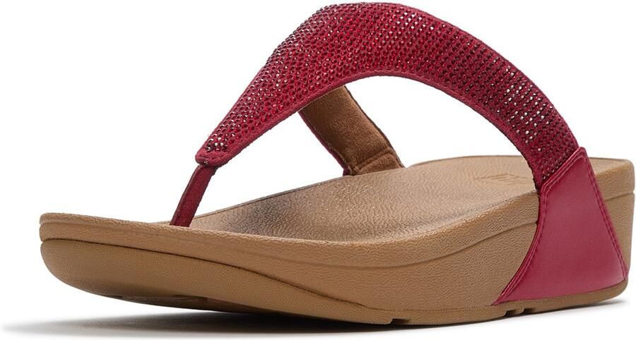 FitFlop Lulu Dames Teenslipper Rood Met Glitters en Sierstenen ROOD