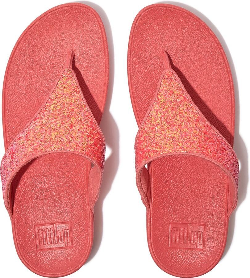 FitFlop Lulu Glitter Toe-Thongs PU Glitter Slippers ROZE