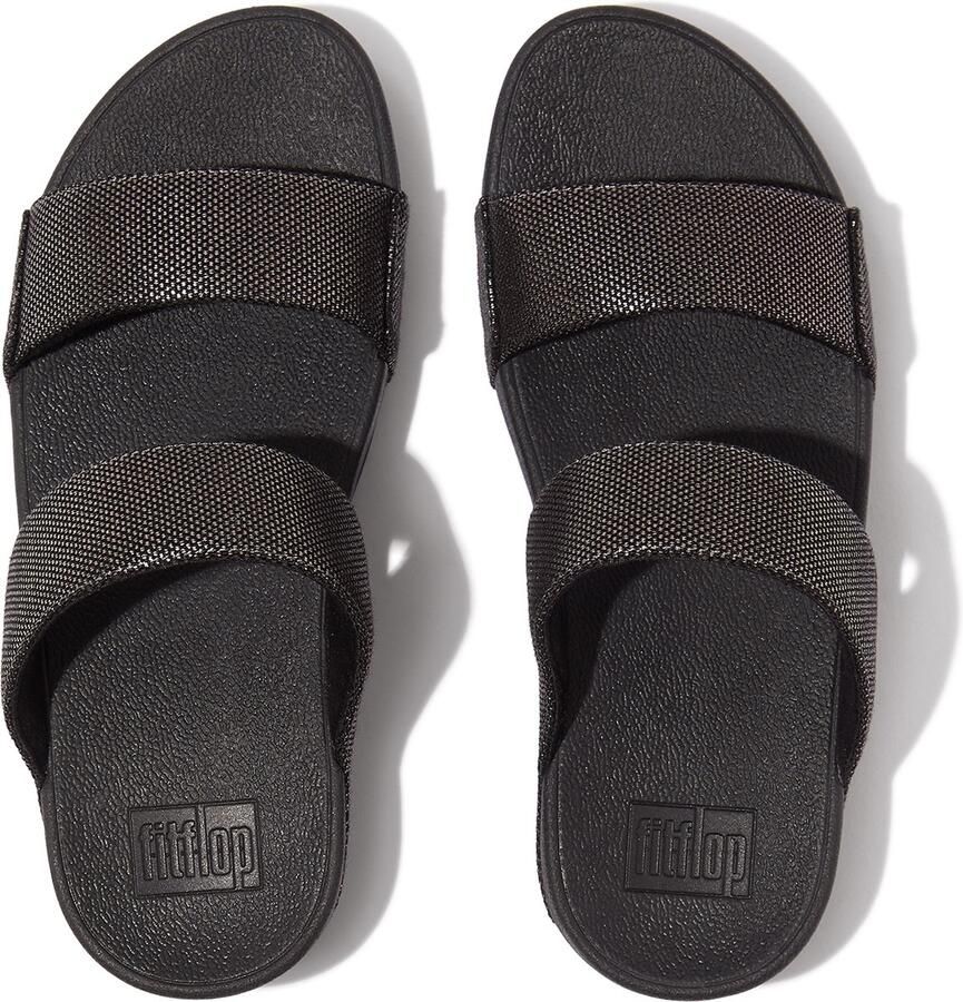 FitFlop Lulu Glitz-Canvas Slides ZWART