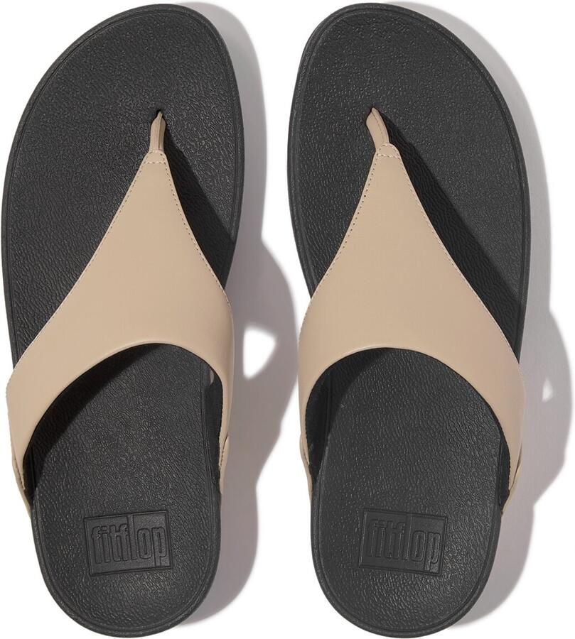 FitFlop Lulu Leather Toepost Slippers BEIGE