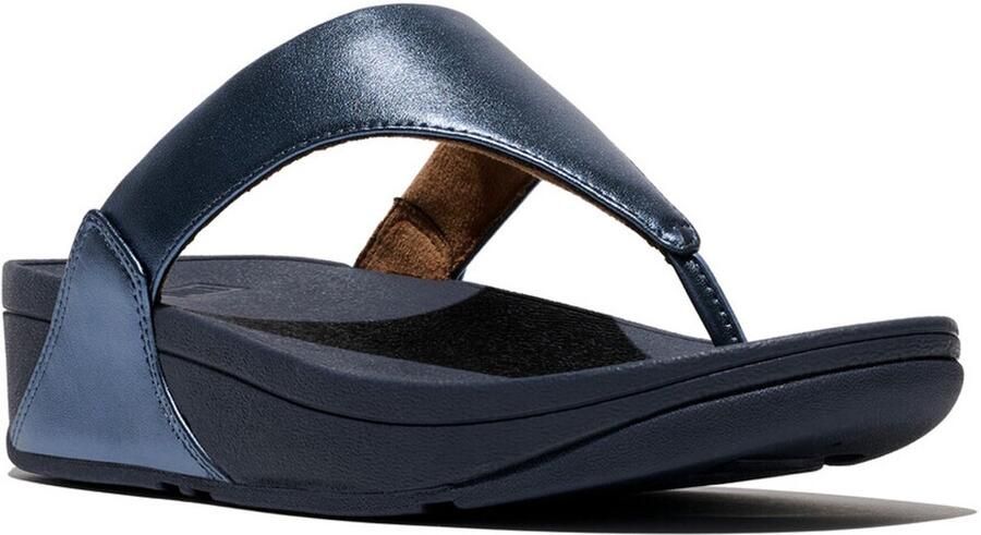 FitFlop Lulu Lederen Teenslipper Microwobbleboard-zool technologie BLAUW - Foto 2