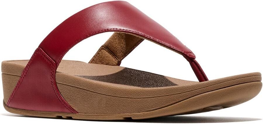 FitFlop Lulu Lederen Teenslipper Microwobbleboard-zool technologie BRUIN - Foto 4