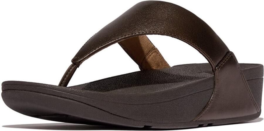 FitFlop Lulu Lederen Teenslipper Microwobbleboard-zool technologie BRUIN - Foto 2