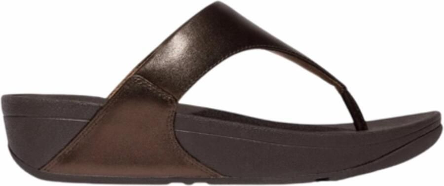 FitFlop Lulu Lederen Teenslipper Microwobbleboard-zool technologie BRUIN - Foto 2