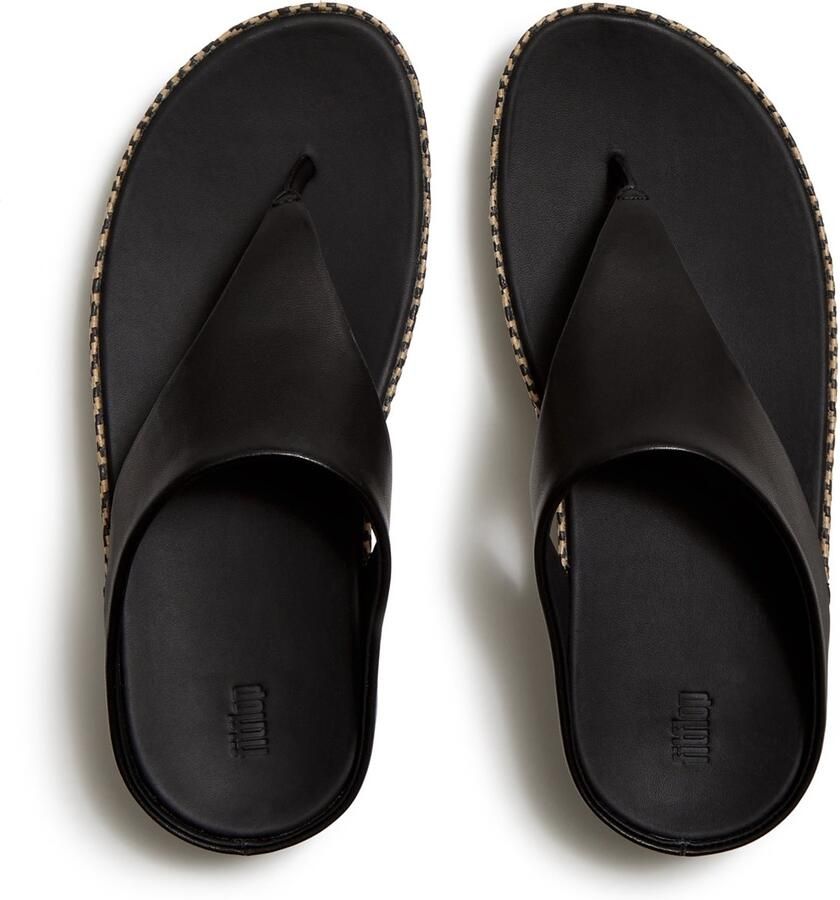 FitFlop Lulu Lux Graphi Weave Leather Cross Slides ZWART