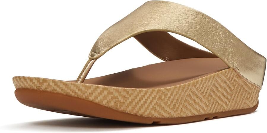 FitFlop Lulu Lux Graphi Weave Leather Toe-Post Sandals Dames Sandalen Metallic Beige